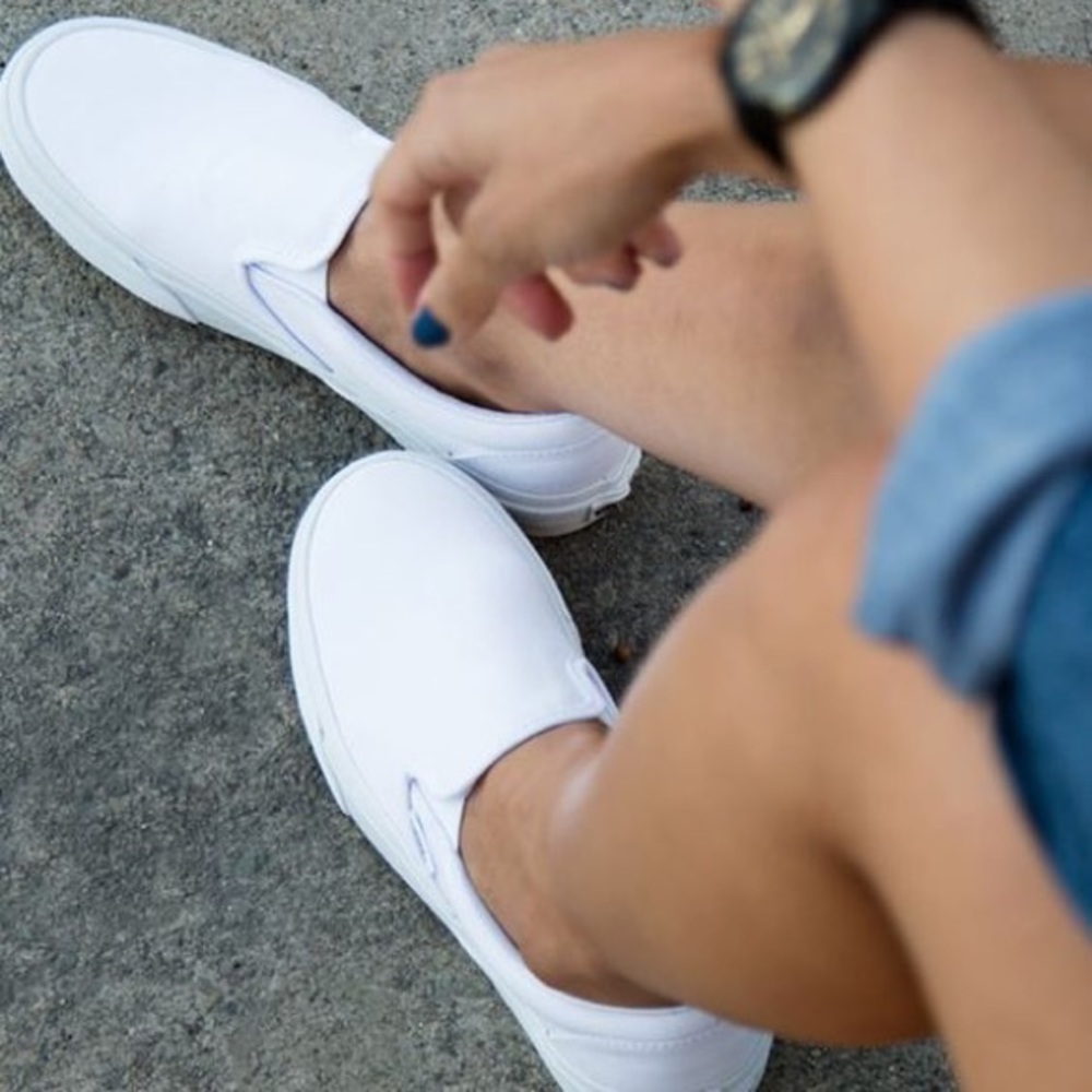 White Slip On Vans